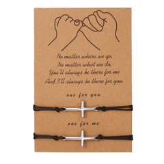 2pcs Stainless Steel Cross Bracelets for Kids and Couples