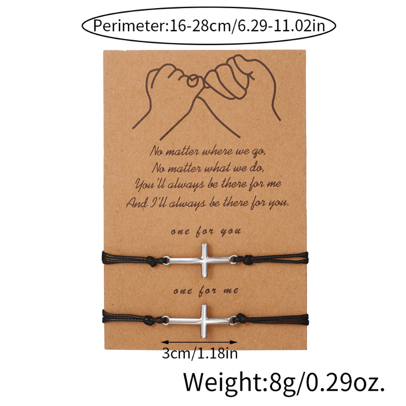2pcs Stainless Steel Cross Bracelets for Kids and Couples