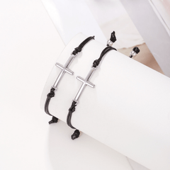 2pcs Stainless Steel Cross Bracelets for Kids and Couples