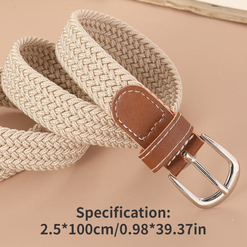 Elastic Seamless Braided Hole Denim Canvas Belt