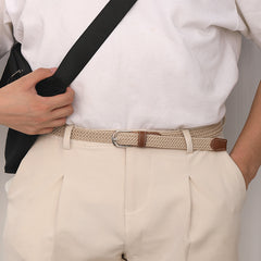 Elastic Seamless Braided Hole Denim Canvas Belt