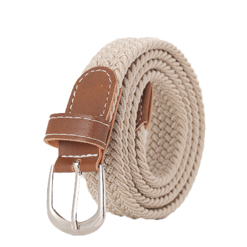 Elastic Seamless Braided Hole Denim Canvas Belt