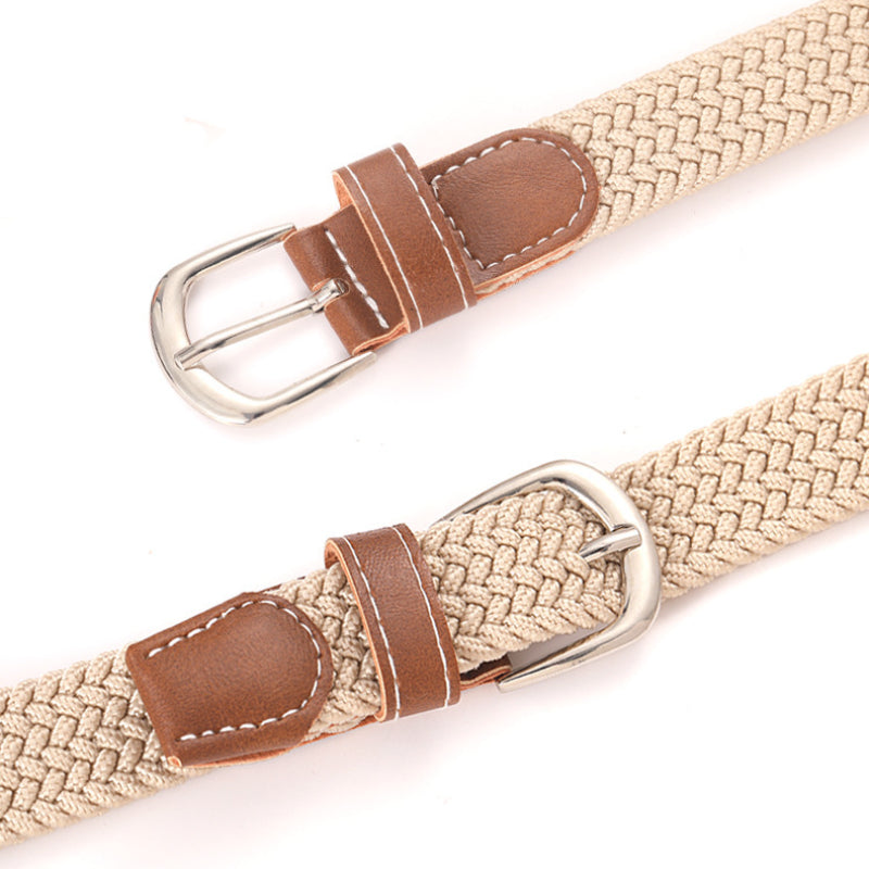 Elastic Seamless Braided Hole Denim Canvas Belt