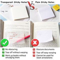 50 Sheets Transparent Sticky Notes Waterproof Self Adhesive Translucent
