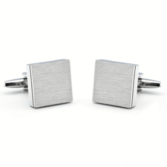 French Shirt Button Square Silver Men's Cufflinks