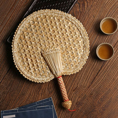 Handwoven Straw Fan for Summer Heat Relief