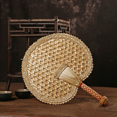Handwoven Straw Fan for Summer Heat Relief