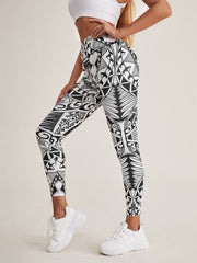 Allover Print High Rise Fitness Leggings