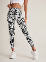 Allover Print High Rise Fitness Leggings