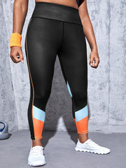 Colorblock Geometric Print High Rise Fitness Leggings