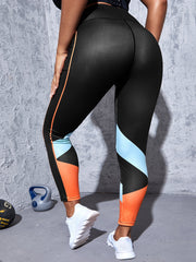 Colorblock Geometric Print High Rise Fitness Leggings