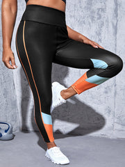 Colorblock Geometric Print High Rise Fitness Leggings