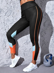 Colorblock Geometric Print High Rise Fitness Leggings