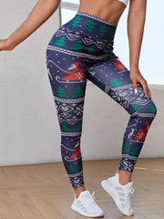 Christmas Sports Leggings - Colorblock Graphic Print