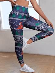 Christmas Sports Leggings - Colorblock Graphic Print