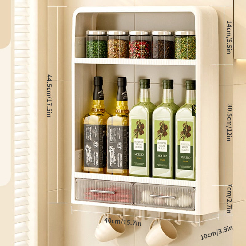 Wall Mounted Storage Rack with 6 Hook Punching Storage Shelf