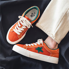 Men's Block Star Pattern Canvas Shoes Non Slip Skate Shoes