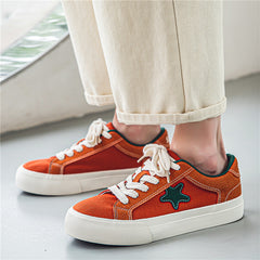 Men's Block Star Pattern Canvas Shoes Non Slip Skate Shoes