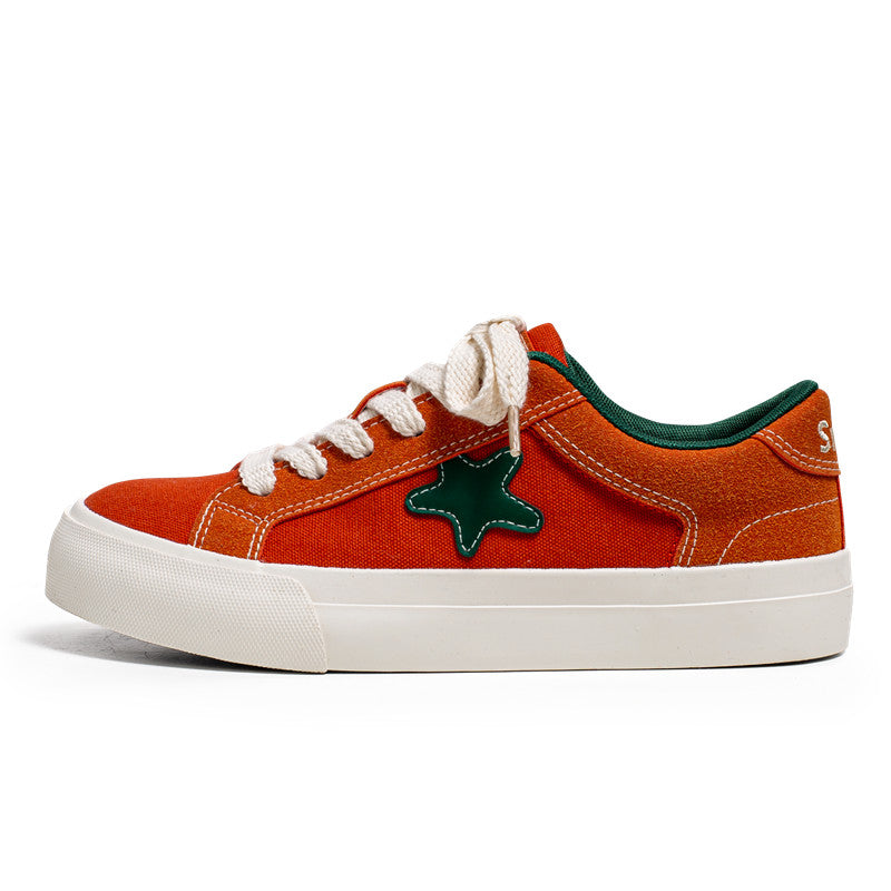 Men's Block Star Pattern Canvas Shoes Non Slip Skate Shoes
