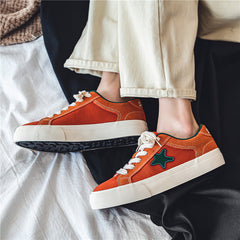 Men's Block Star Pattern Canvas Shoes Non Slip Skate Shoes