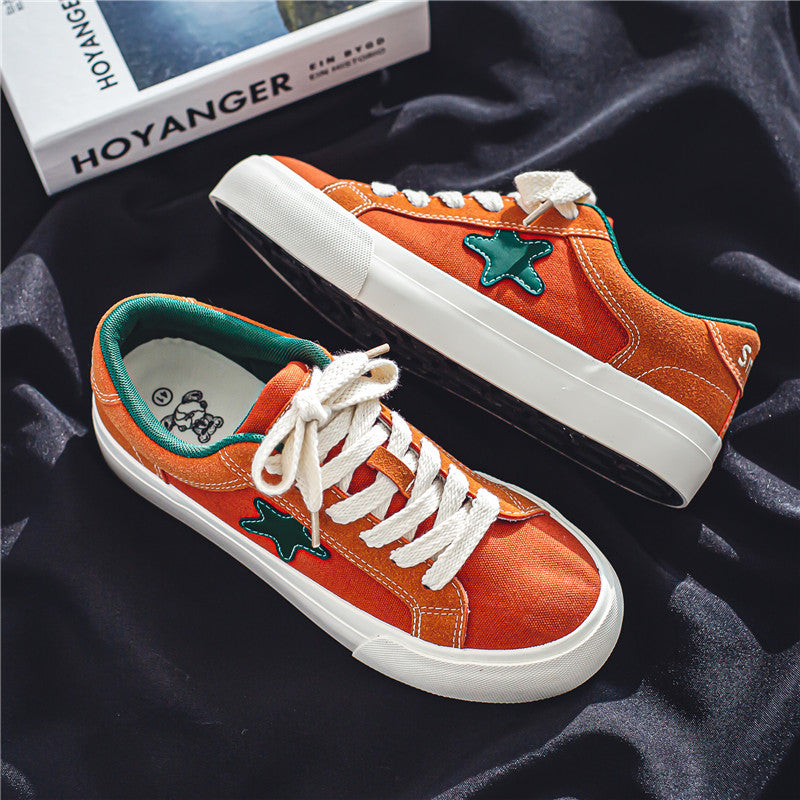 Men's Block Star Pattern Canvas Shoes Non Slip Skate Shoes