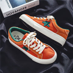 Men's Block Star Pattern Canvas Shoes Non Slip Skate Shoes