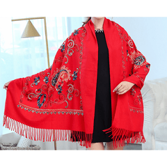 National Style Cashmere Scarf Embroidered Warm Sunproof Thicken Shawl