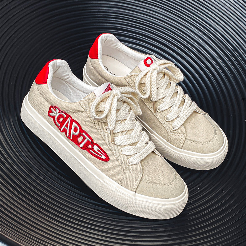 Men's Letter Print Skate Shoes Rope Lace Outdoor Sneakers