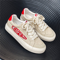 Men's Letter Print Skate Shoes Rope Lace Outdoor Sneakers