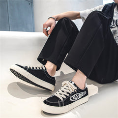 Men's Letter Print Skate Shoes Rope Lace Outdoor Sneakers