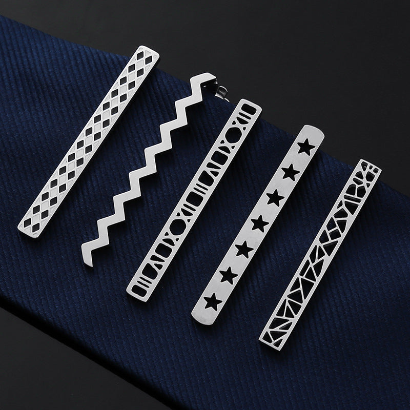Stainless Steel Hollow Tie Clip for Men