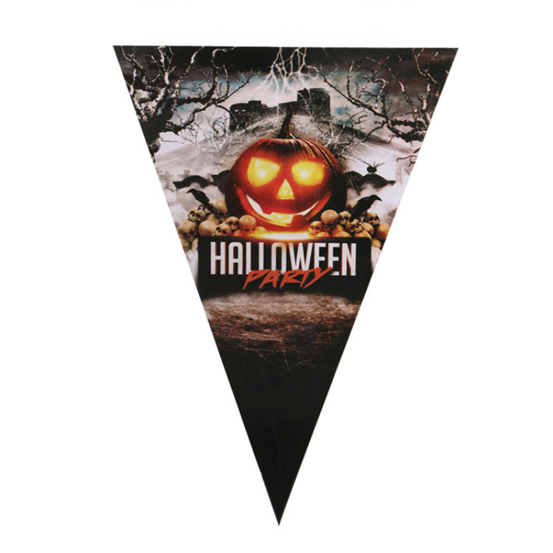Halloween Paper Pennants Festive Decorative Flags 6 Styles Double Sided Printed