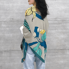 Flower Print Square Scarf Large Shawl Bandana Women Head Wraps Silk