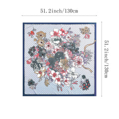 Flower Print Square Scarf Large Shawl Bandana Women Head Wraps Silk