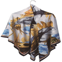 Flower Print Square Scarf Large Shawl Bandana Women Head Wraps Silk