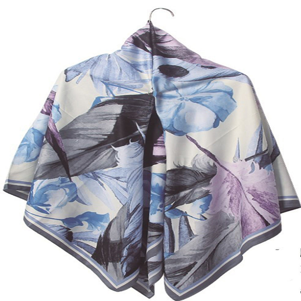 Flower Print Square Scarf Large Shawl Bandana Women Head Wraps Silk