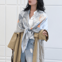 Silk Square Scarf Print Casual Shawl