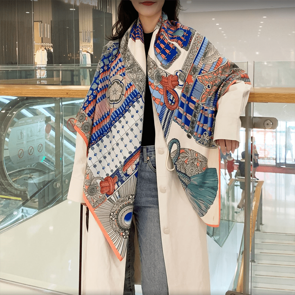 Silk Square Scarf Print Casual Shawl