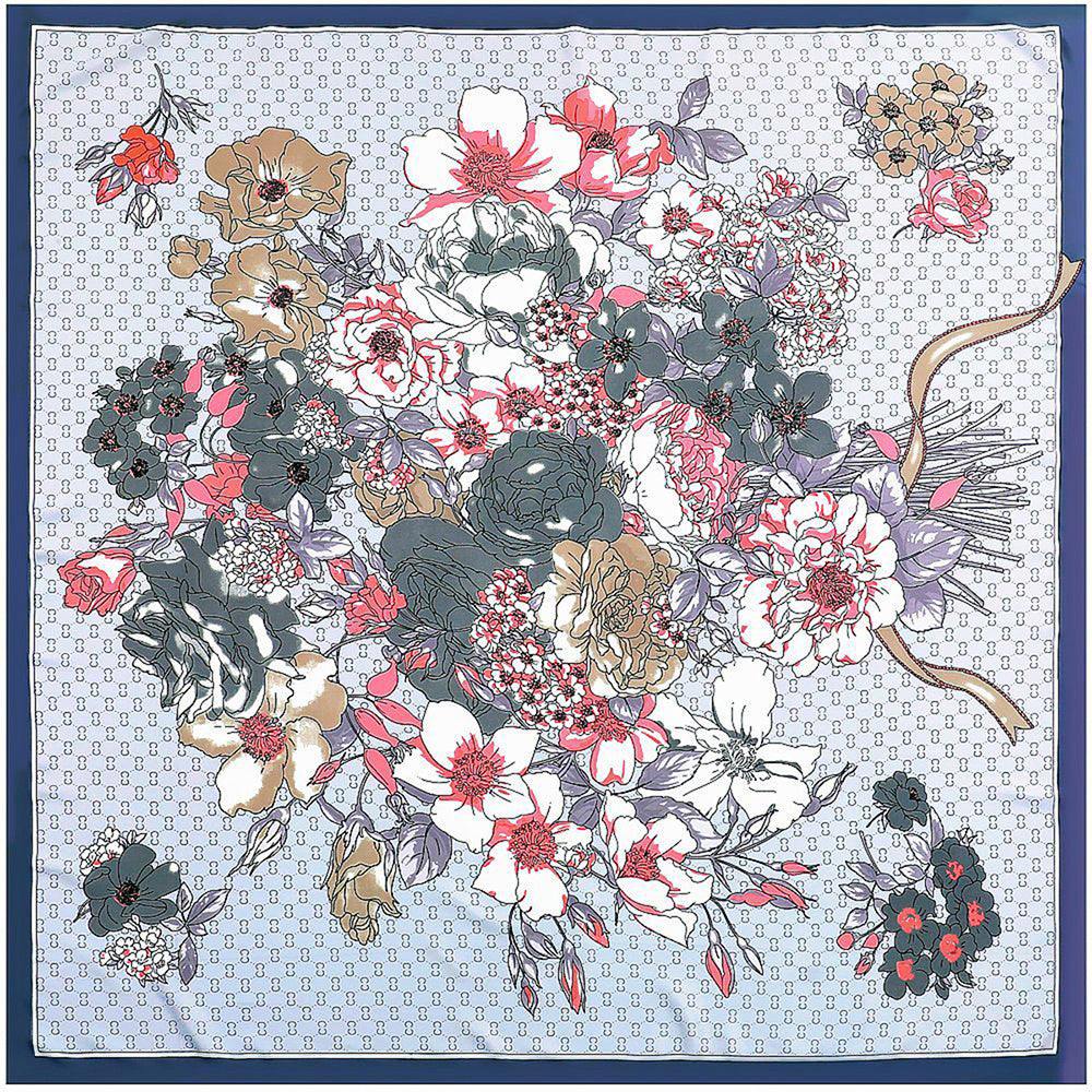 Flower Print Shawl Satin Square Scarf Silk Head Wrap