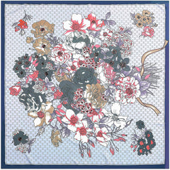 Flower Print Shawl Satin Square Scarf Silk Head Wrap