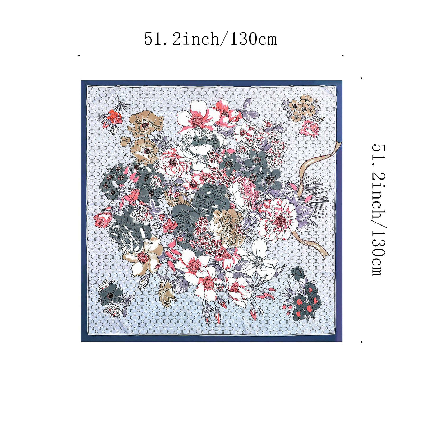 Flower Print Shawl Satin Square Scarf Silk Head Wrap