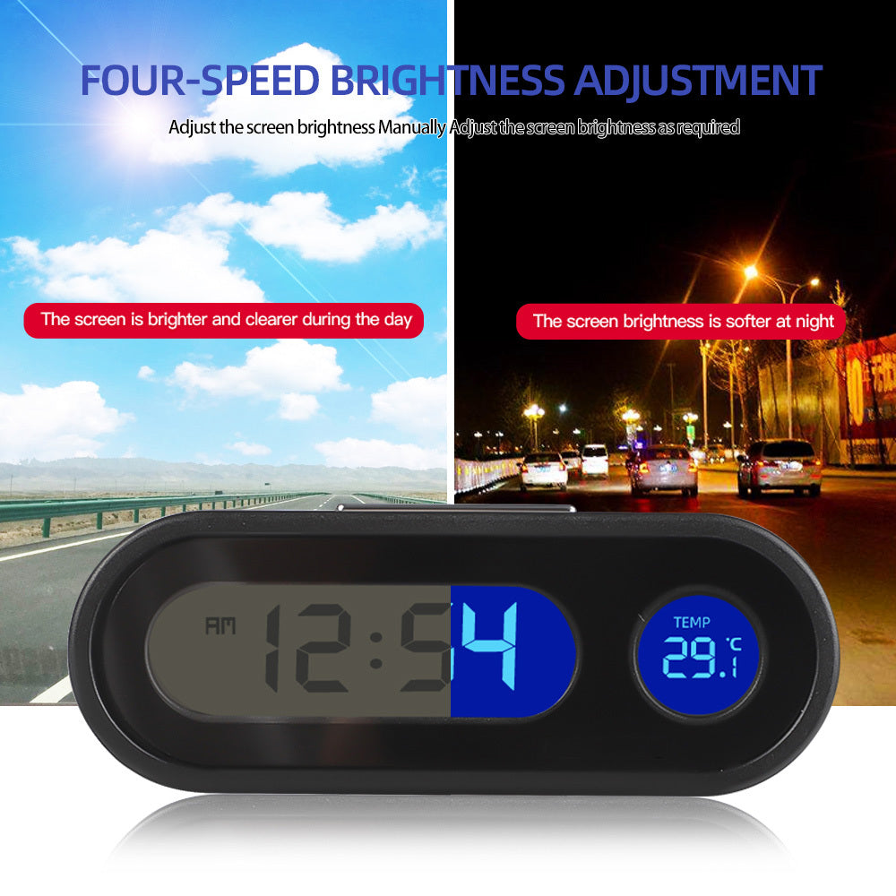 Mini Electronic Car Clock Time Watch Auto Clocks Luminous LCD Backlight