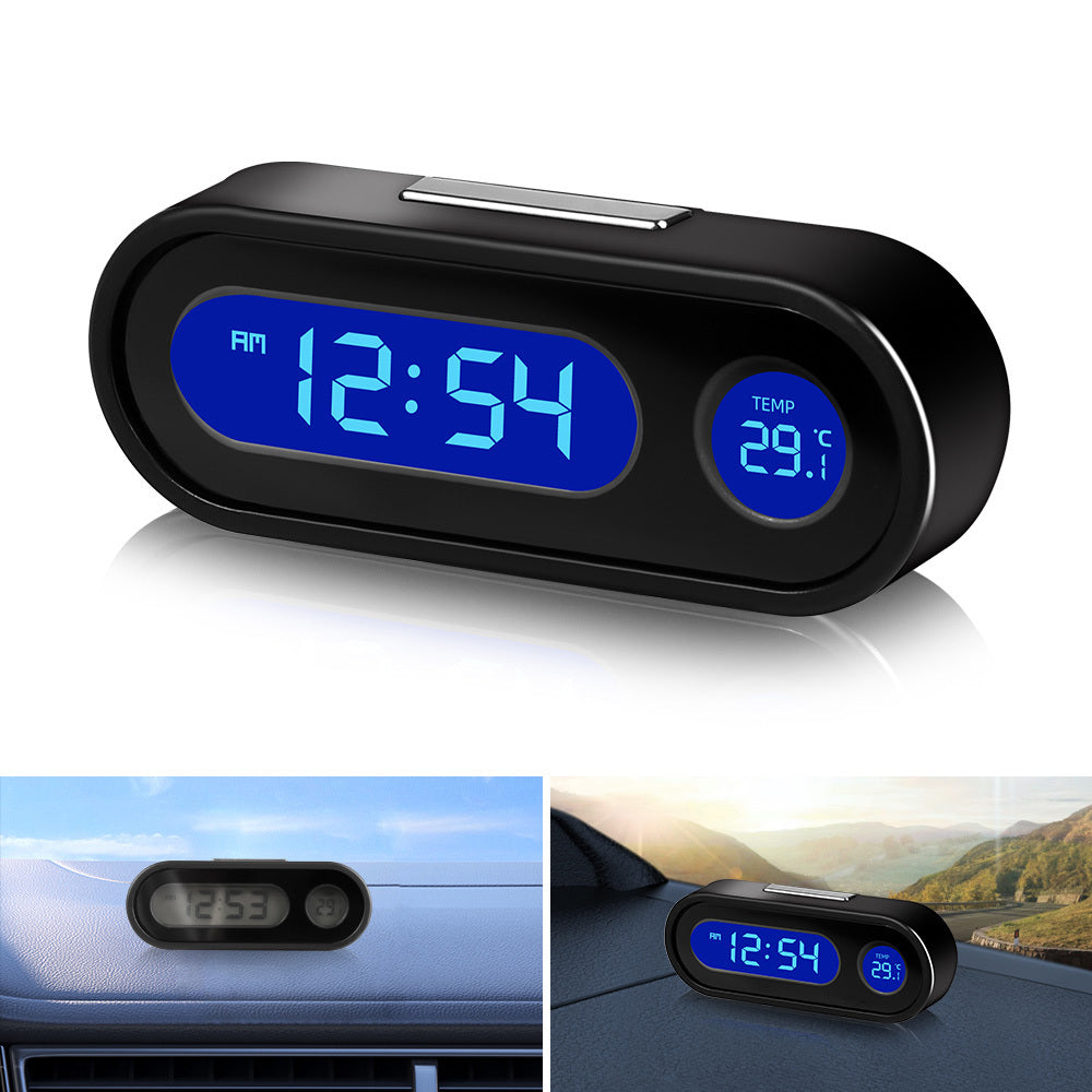 Mini Electronic Car Clock Time Watch Auto Clocks Luminous LCD Backlight