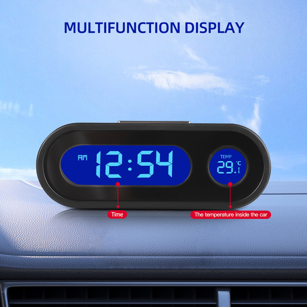 Mini Electronic Car Clock Time Watch Auto Clocks Luminous LCD Backlight