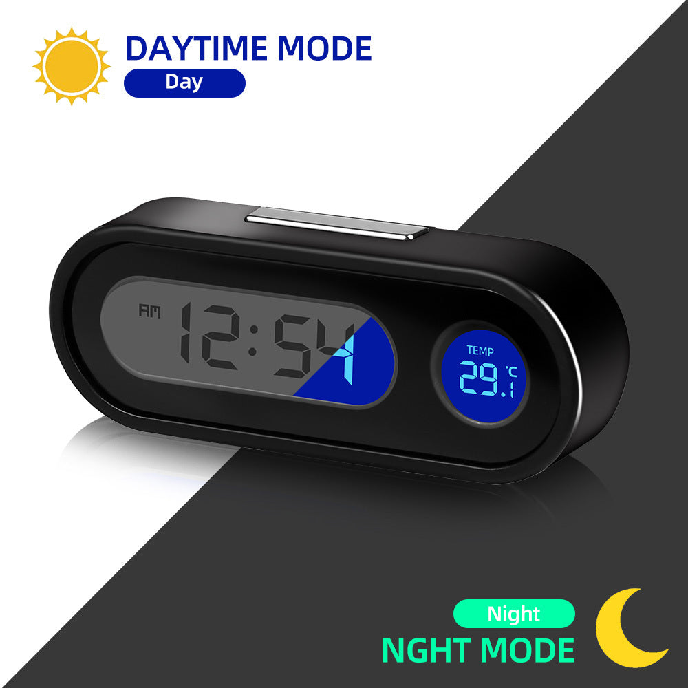 Mini Electronic Car Clock Time Watch Auto Clocks Luminous LCD Backlight