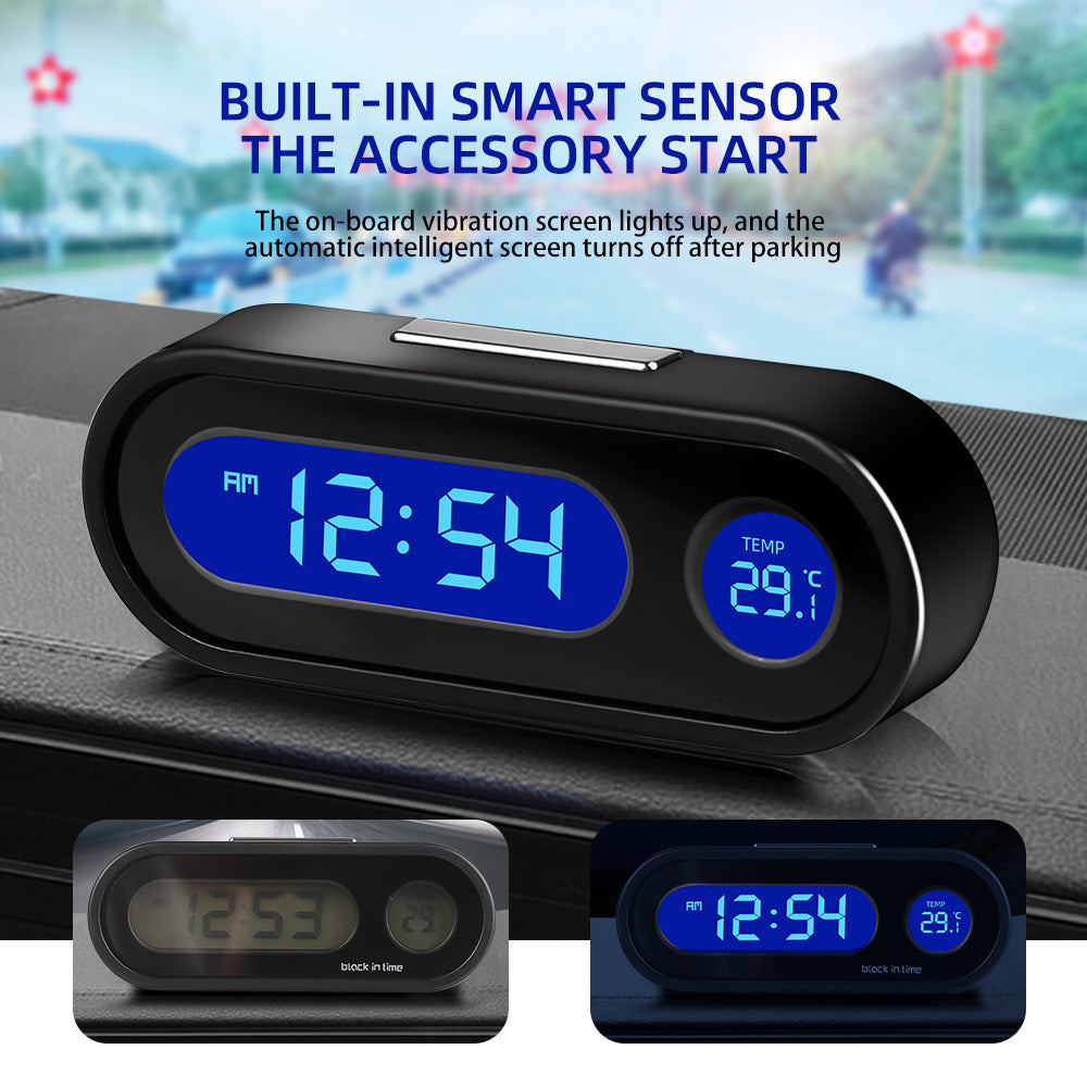 Mini Electronic Car Clock Time Watch Auto Clocks Luminous LCD Backlight