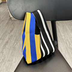 Colorful Striped Crochet Handbag Colorblock Wristlet Bag