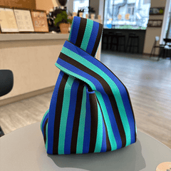 Colorful Striped Crochet Handbag Colorblock Wristlet Bag