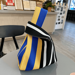 Colorful Striped Crochet Handbag Colorblock Wristlet Bag