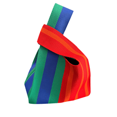Colorful Striped Crochet Handbag Colorblock Wristlet Bag